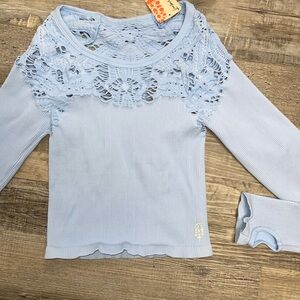 Free people oxford blue happiness runs floral movement offside long sleeve top